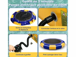 Trampolín acuático Oryxearth de 3,04 m, resistente, con escalera incluida, 100 kg (/azul). Amarillo