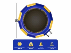 Trampolín acuático Oryxearth de 3,04 m, resistente, con escalera incluida, 100 kg (/azul). Amarillo