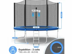Cama Elástica|Trampolín con red de seguridad de 305 cm - Juguete infantil para deportes, hogar y exterior con base segura y protección antióxido