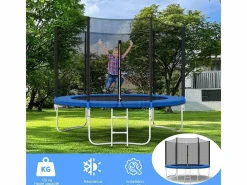 Trampolín con red de seguridad de 305 cm - Juguete infantil para deportes, hogar y exterior con base segura y protección antióxido^ Best