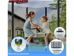Trampolín con red de seguridad de 305 cm - Juguete infantil para deportes, hogar y exterior con base segura y protección antióxido^ Best