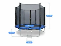 Trampolín de Jardín Juegos al Aire Libre para Niños y Adultos 244 cm y Azul con Red de Seguridad Funda Protectora Negro New