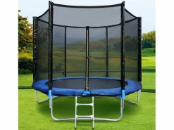 Trampolín de Jardín Juegos al Aire Libre para Niños y Adultos 244 cm y Azul con Red de Seguridad Funda Protectora Negro New