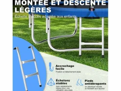Trampolín de Jardín Juegos al Aire Libre para Niños y Adultos 244 cm y Azul con Red de Seguridad Funda Protectora Negro New