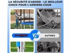 Trampolín de Jardín Juegos al Aire Libre para Niños y Adultos 244 cm y Azul con Red de Seguridad Funda Protectora Negro New