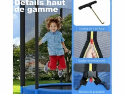 Trampolín de Jardín Juegos al Aire Libre para Niños y Adultos 244 cm y Azul con Red de Seguridad Funda Protectora Negro New