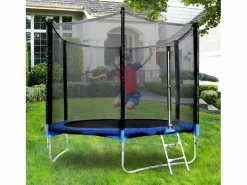 Trampolín de jardín para niños y adultos, juegos al aire libre, 183 cm, y azul, con red de seguridad y cubierta protectora. Negro Sale