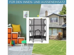 Cama Elástica|Trampolín infantil con red de seguridad, de acero y plástico, color (140x140x190cm)