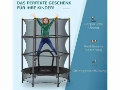 Cama Elástica|Trampolín infantil con red de seguridad, de acero y plástico, color (140x140x190cm)