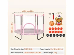 Trampolín SucceBuy Trampolín para Niños de 152.5CM con Red de Protección para Interiores y Exteriores. Sale