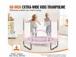 Trampolín SucceBuy Trampolín para Niños de 152.5CM con Red de Protección para Interiores y Exteriores. Sale