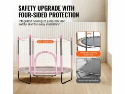Trampolín SucceBuy Trampolín para Niños de 152.5CM con Red de Protección para Interiores y Exteriores. Sale