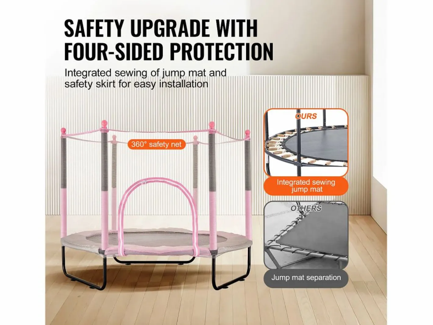 Trampolín SucceBuy Trampolín para Niños de 152.5CM con Red de Protección para Interiores y Exteriores. Sale