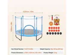 Trampolín SucceBuy Trampolín Infantil de 152,5 cm, Mini Trampolín con Red de Protección, para Interior y Exterior.^ Outlet
