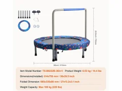 Trampolín SucceBuy Trampolín para Niños de 91,5 cm, Mini Trampolín Plegable para Uso en Interiores y Exteriores. New