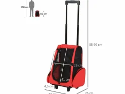 PawHut Transportín carrito para mascotas 42x25x55 cm Rojo Online