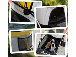 Transportín plegable 2 en 1 para perros con cojín, 4 ruedas y ventana de malla, de acero y Oxford, (82 x 49,5 x 98 cm) Amarillo Best
