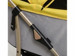 Transportín plegable 2 en 1 para perros con cojín, 4 ruedas y ventana de malla, de acero y Oxford, (82 x 49,5 x 98 cm) Amarillo Best