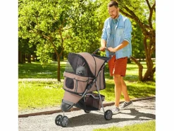 Transportín plegable para perros y gatos, diseño práctico, tela Oxford resistente, color café (75 x 45 x 97 cm) Marru00f3n Discount