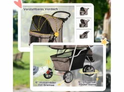 Transportín plegable para perros y gatos, diseño práctico, tela Oxford resistente, color café (75 x 45 x 97 cm) Marru00f3n Discount