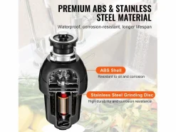 Cubo De Basura Para Cocina|Triturador de Residuos SucceBuy, 1CV, Sistema de Trituración de Residuos de Alimentos con Montaje EZ,3960 rpm,Equipado con Cable de Alimentación