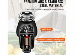 Triturador de Residuos SucceBuy para Fregadero de Cocina, 1/2 CV, Sistema de Trituración de Residuos de Alimentos, 3820 rpm, con Cable de Alimentación Negro Sale
