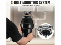 Cubo De Basura Para Cocina|Triturador de Residuos SucceBuy para Fregadero de Cocina, 3/4 CV, Sistema de Trituración de Residuos de Alimentos, 3600 rpm, con Cable de Alimentación