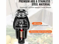 Cubo De Basura Para Cocina|Triturador de Residuos SucceBuy para Fregadero de Cocina, 3/4 CV, Sistema de Trituración de Residuos de Alimentos, 3600 rpm, con Cable de Alimentación