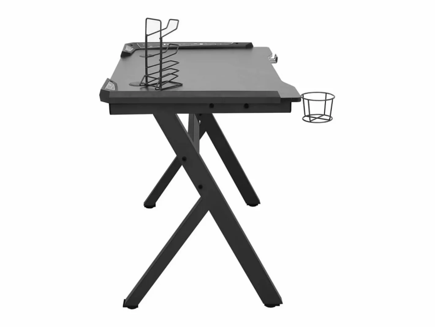 Garden Furniture Tryggvin Escritorio gaming con luz LED forma Y 90x60x75 cm Negro