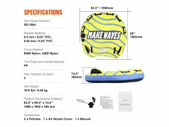 Tubo Remolcable SucceBuy para 1 a 3 Pasajeros, Inflable, 231 kg, Cubierta de Nylon, Asas de EVA Amarillo Outlet