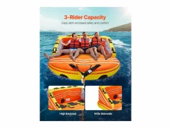 Deportes Náuticos|Tubo Remolcable SucceBuy para Navegación, Flotador Inflable para Deportes Acuáticos de 1 a 3 Pasajeros