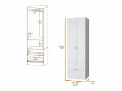 TuHome Armario|Armario alto Mayer en melamina con dos puertas y dos cajones,