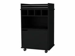 TuHome Carro de Bar Crozier, con 1 puerta, 1 estante y cuatro botelleros integrados. Negro Outlet