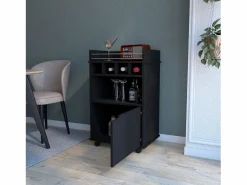 TuHome Carro de Bar Crozier, con 1 puerta, 1 estante y cuatro botelleros integrados. Negro Outlet
