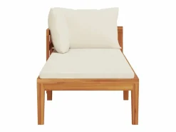 Tumbona 1 reposabrazos con cojines crema madera maciza acacia^vidaxl Best
