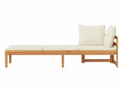 Tumbona 1 reposabrazos con cojines crema madera maciza acacia^vidaxl Best
