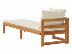 Tumbona 1 reposabrazos con cojines crema madera maciza acacia^vidaxl Best