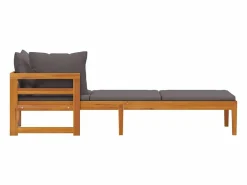 vidaxl Tumbona con 1 reposabrazos oscuro madera maciza acacia Gris Clearance