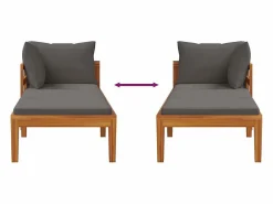 vidaxl Tumbona con 1 reposabrazos oscuro madera maciza acacia Gris Clearance