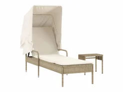 Tumbona con capota y mesa ratán sintético ES836321^ Outlet