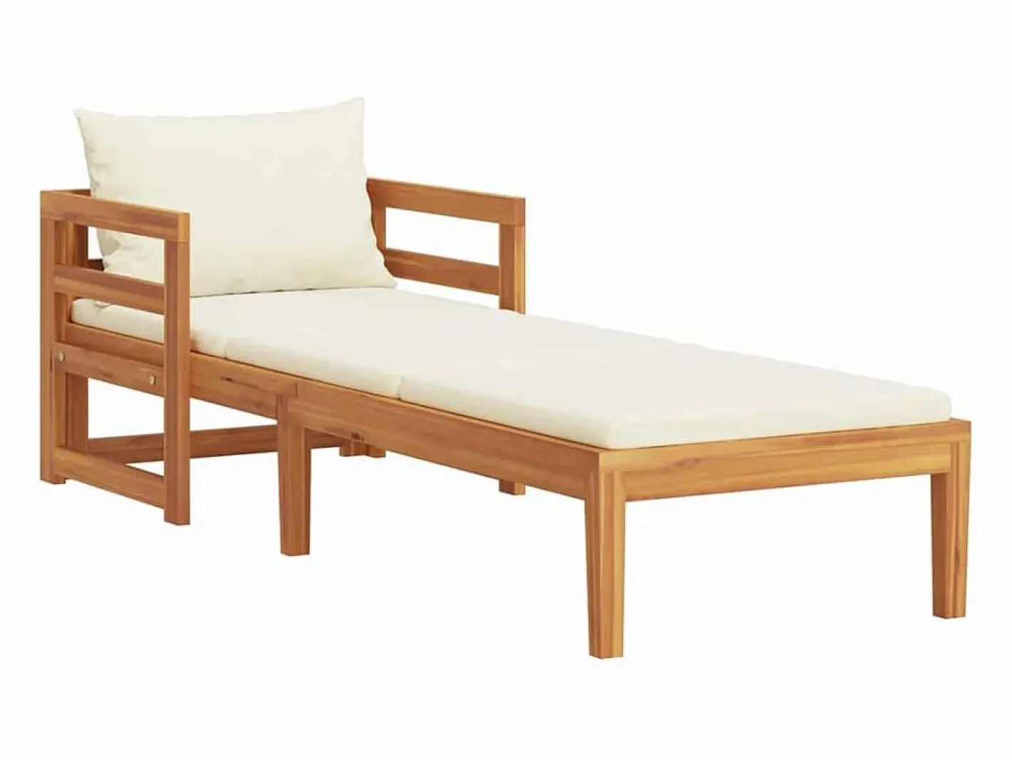 Tumbona con cojines crema madera maciza de acacia^vidaxl Best
