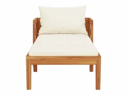 Tumbona con cojines crema madera maciza de acacia^vidaxl Best