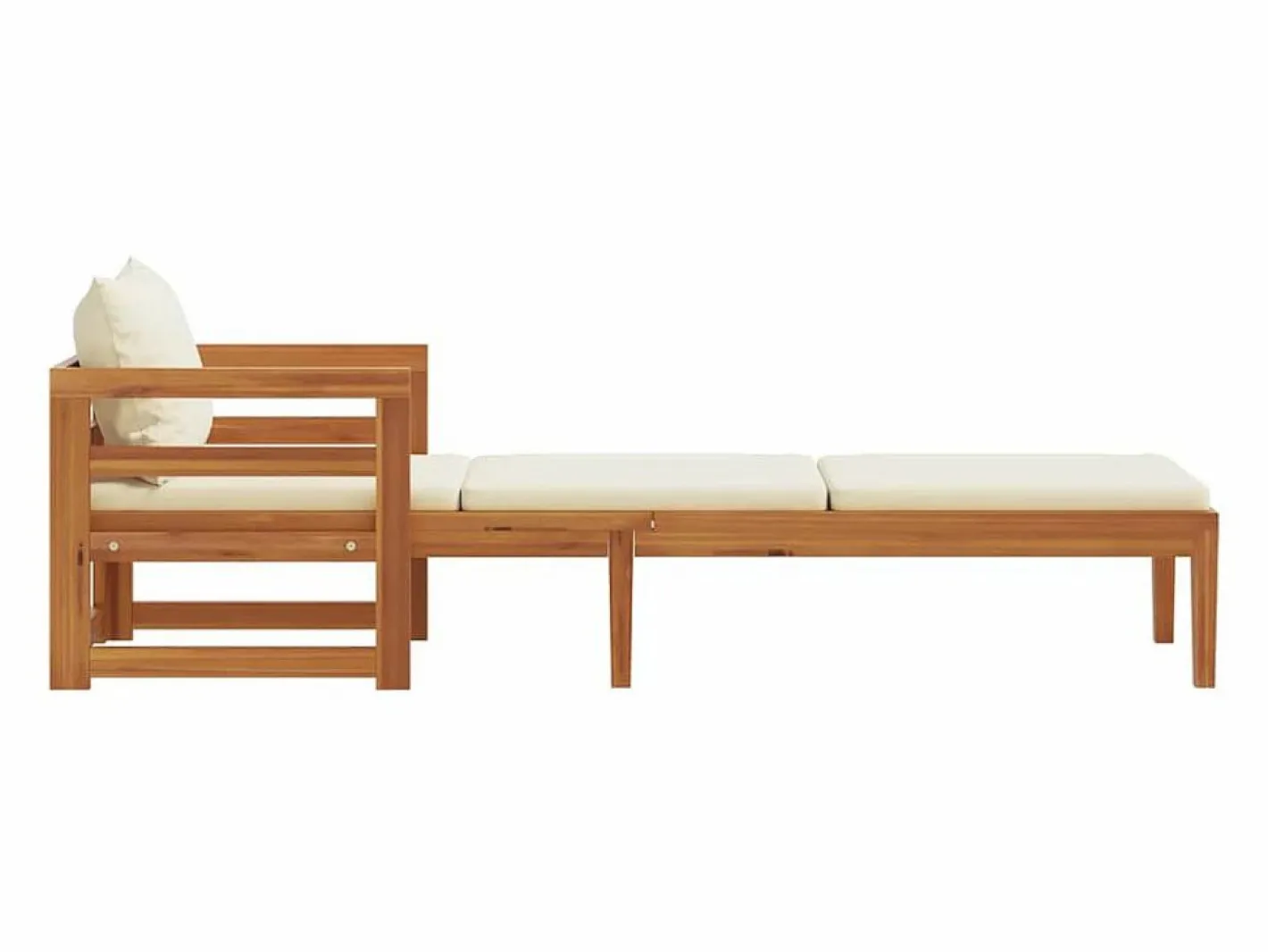 Tumbona con cojines crema madera maciza de acacia^vidaxl Best
