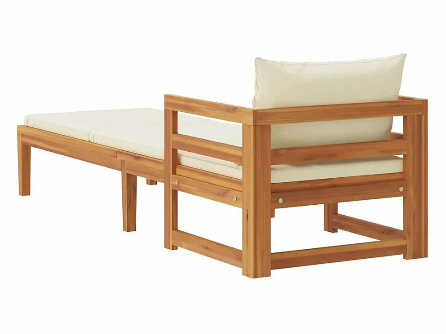 Tumbona con cojines crema madera maciza de acacia^vidaxl Best
