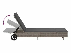 vidaxl Tumbona|Tumbona con ruedas y cojín ratán sintético
