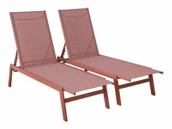 Sweeek Tumbona de acero multi posiciones, set de 2 terracotta Terracota