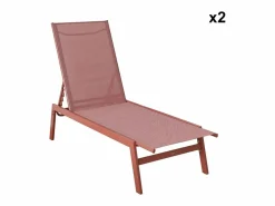 Sweeek Tumbona de acero multi posiciones, set de 2 terracotta Terracota