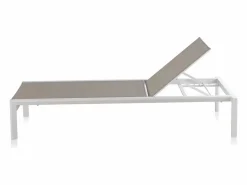 Tumbona de aluminio blanco con tejido plastificado color^ Discount