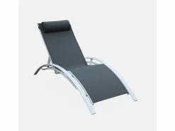 Sweeek Tumbona de aluminio textileno, set de 2 Blanco Online