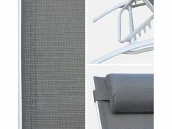 Sweeek Tumbona de aluminio textileno, set de 2 Blanco Online